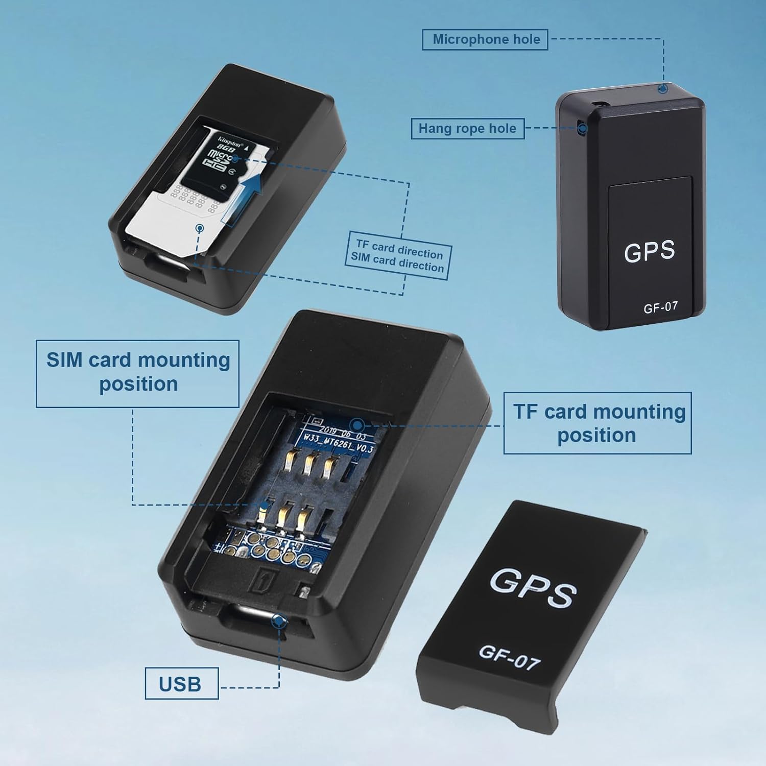GPS Tracker for Vehicles, Real-Time Full USA Coverage Mini Car Tracker No Monthly Fee, Long Time Standby, Strong Magnetic Portable Tracking Device, for Cars, Assets, Kids, Elderly