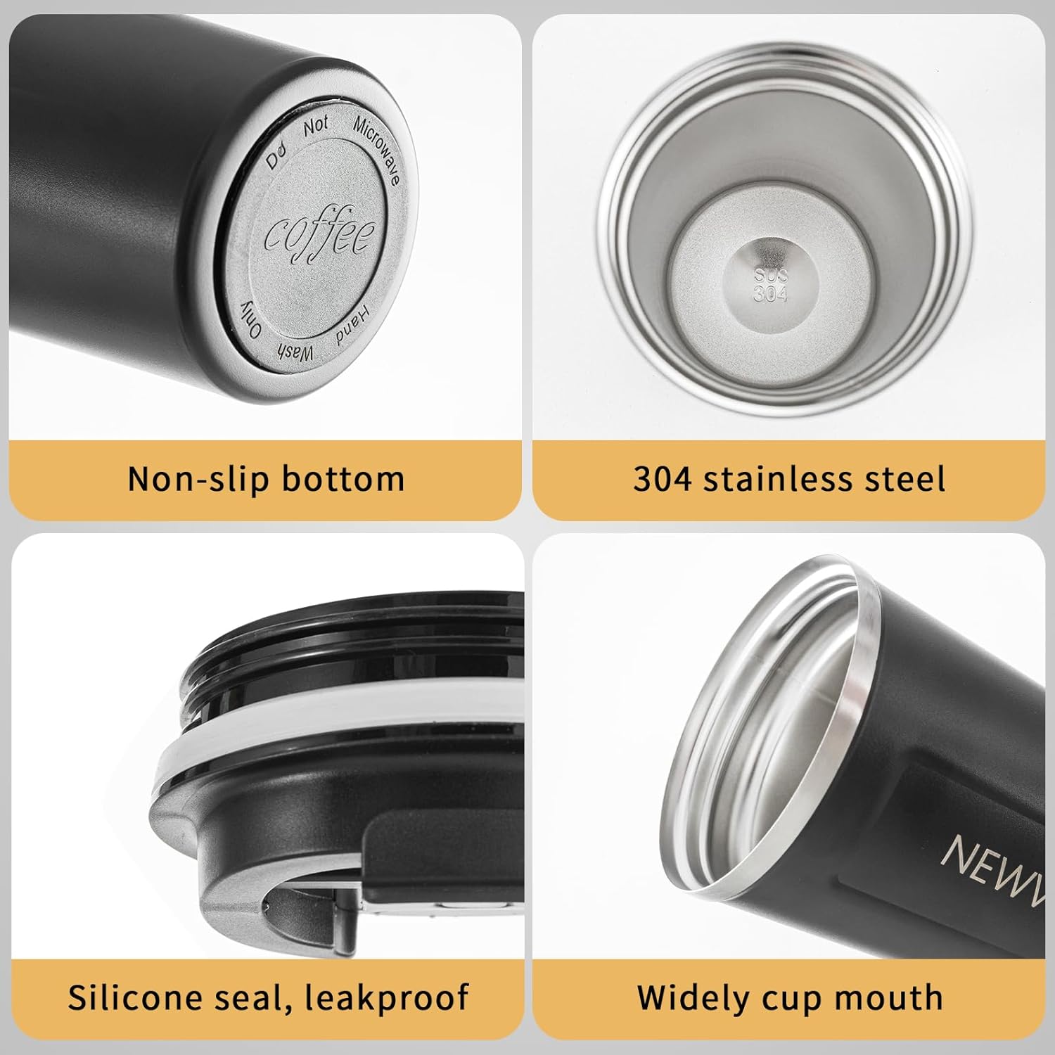 Stainless Steel Vacuum Insulated Travel Coffee Mug, Led Temperature Display Insulated Tumbler, Leak Proof with Lid Keeps Cold and Warm, Suitable for Coffee, Tea and Beer - 510ml