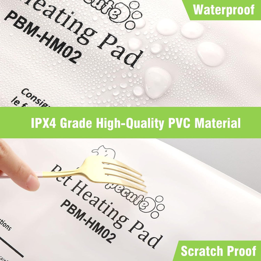pecute Pet Heat Pad Small 32x40cm, Constant Heating Safe Electric Heated Mat Anti Bite Waterproof with Removable Flannel Cover & Fire Retardant Cotton, Soft Cosy for Puppies Kittens(2 Covers)
