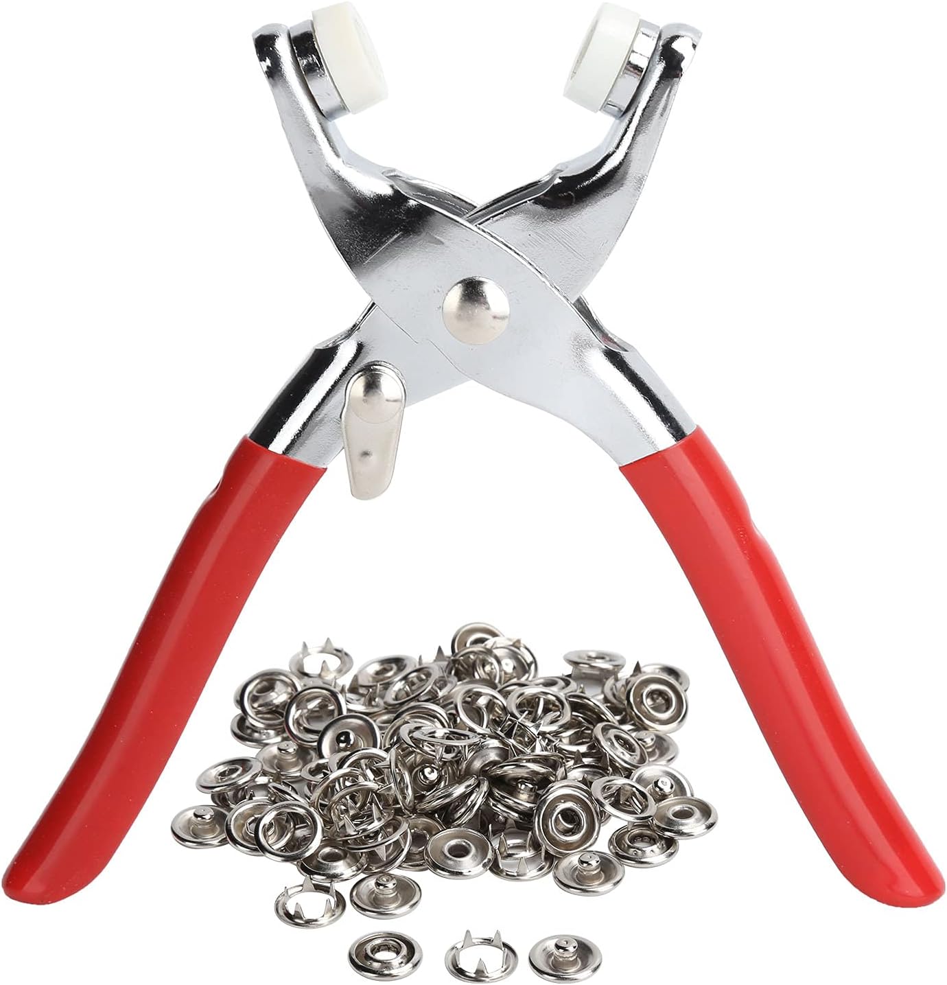 50 Sets Metal Snaps Buttons, Stainless Steel Pliers Press Set, Prong Snap Button Fasteners Kit, Sewing Handcraft Tool for Clothing Leather Crafting Sewing