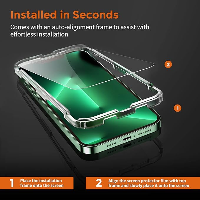 UNBREAKcable 1-Pack Screen Protector for iPhone 13 Pro Max/iPhone 14 Plus, Double Shatterproof Tempered Glass [Easy Installation Frame] [9H Hardness] [Case Friendly] for iPhone 6.7 inch
