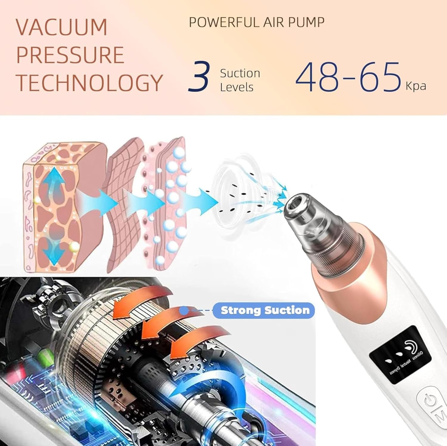 2025 Blackhead Remover Vacuum, Electric BlackHead Vacuum Remover for Face, Wireless Portable All Skin Types for Nose, Face Pore Vacuum with 5 Interchangeable Tips Rechargeable,Suitable for Women/Men