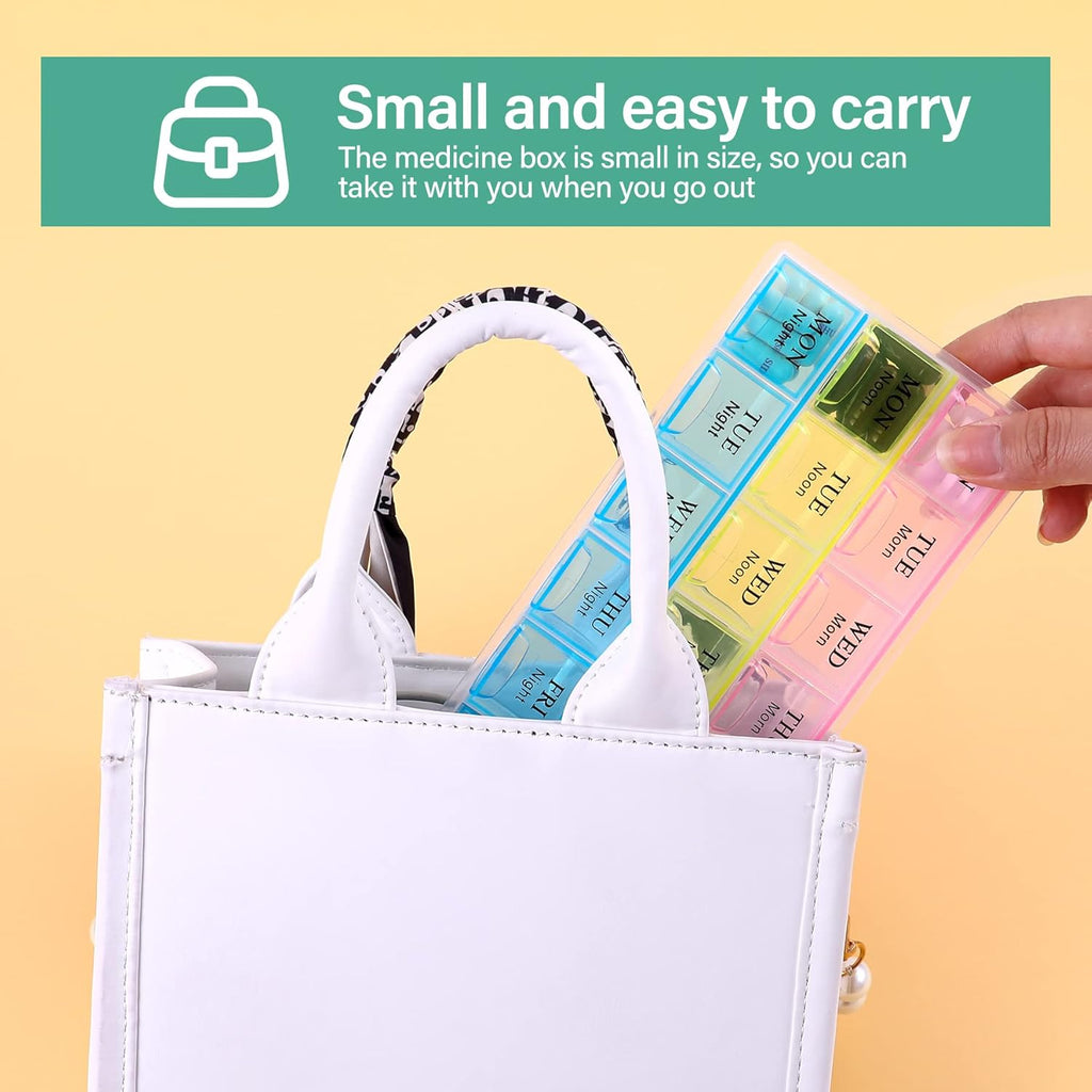Large Weekly Pill Organizer 3 Times A Day, Moisture-Proof 7 Day Pill Box, Travel Pill Cases Portable for Pills Vitamin Fish Oil Supplements