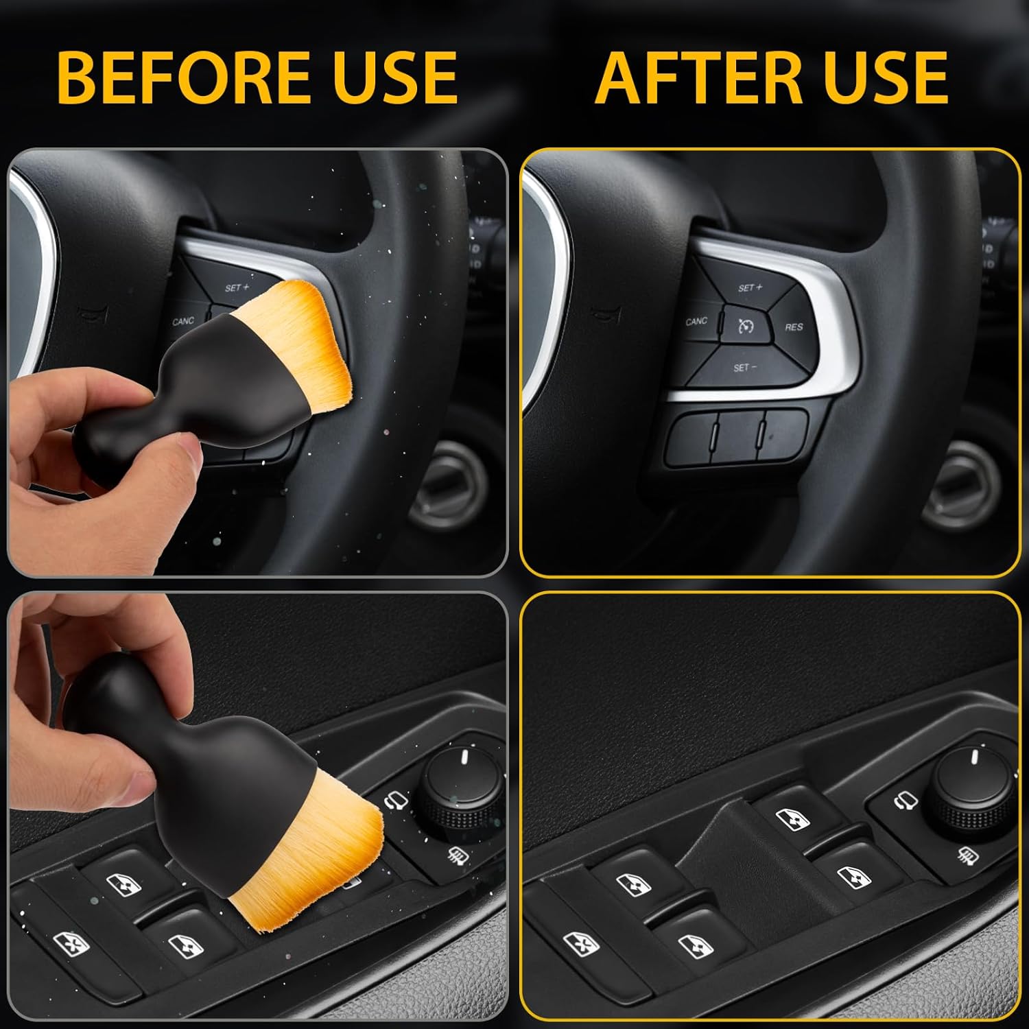 2PCS Car Interior Detailing Brush, Auto Car Detailing Brush Dusting Brush, Soft Bristles Car Interior Cleaning Tool for Dashboard Interior, Exterior, Skylight, Leather, Dust Brush (Black)