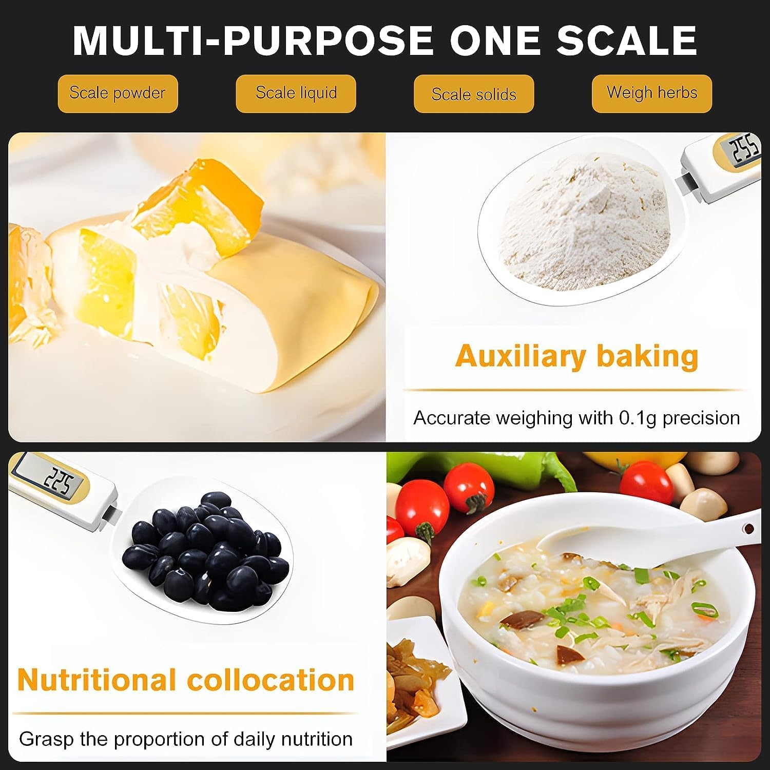 Digital Spoon Scale Electronic Measuring Spoon with 2 Replaceable Spoons, Food Coffee Weigh Scale High Precision for Home 500/0.1g, Digital Food Spoon Scale, Kitchen Scales with LCD Display