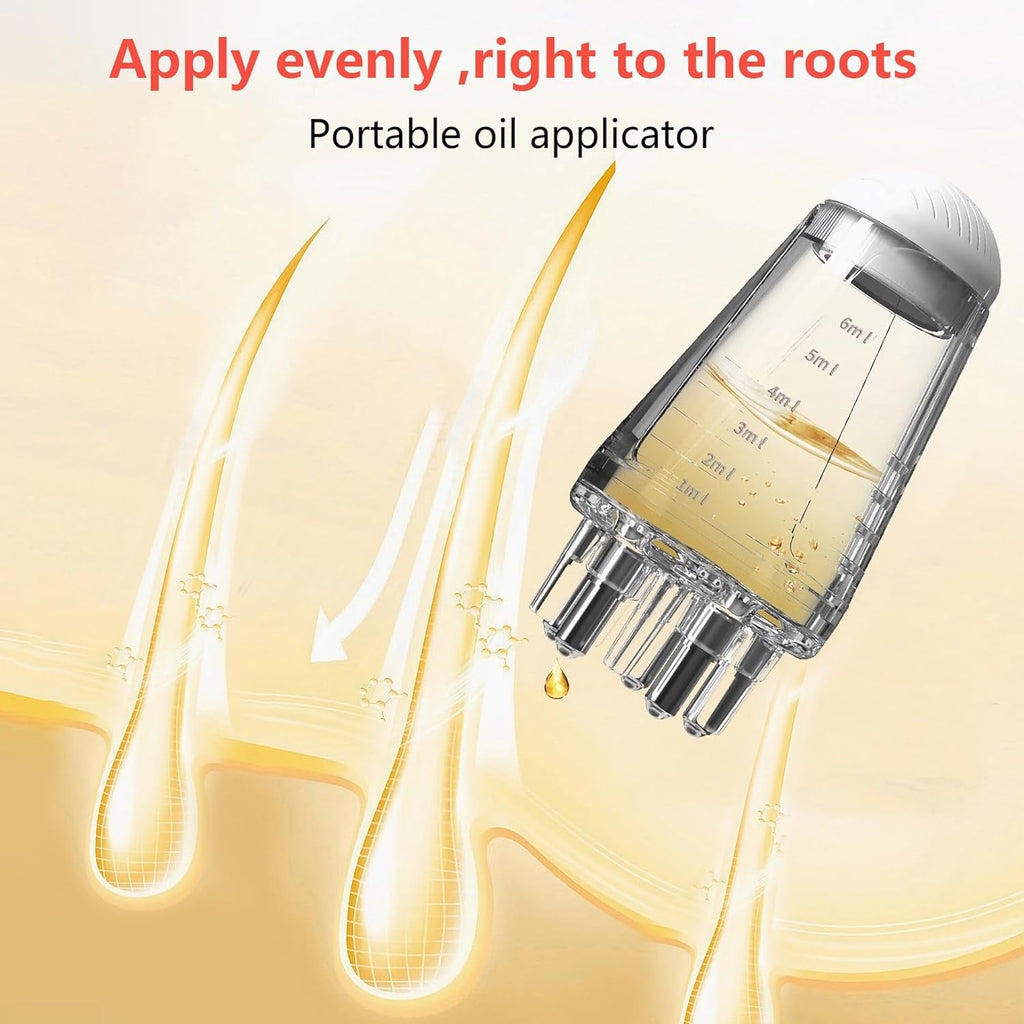 Hair Oil Applicator Bottle – 6ml Hair Root Oil Applicator Roller Ball Mini Portable Hair Oil Massage Comb for Scalp Hair Growth Suitable for Various Liquids (1Pcs)
