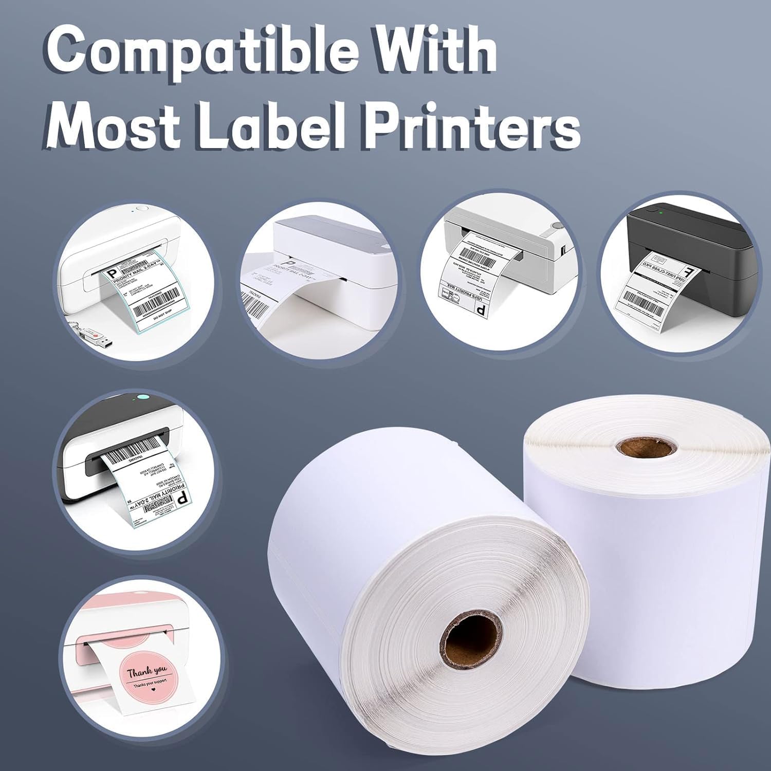 250pcs Thermal Shipping Address Labels - Direct Thermal Shipping Labels 4"x6" / 4"x5" / 4"x8" for Label Printer - Address Label Paper Compatible with MUNBYN, Rollo, and Other Thermal Printer, 1 Pack(250 Roll/Pack)