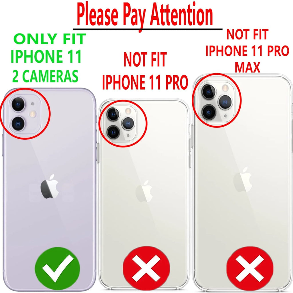 iPhone 11 Case, Included [Tempered Glass Screen Protector], Starshop Premium Leather Wallet Pocket Credit Card Slots-Black