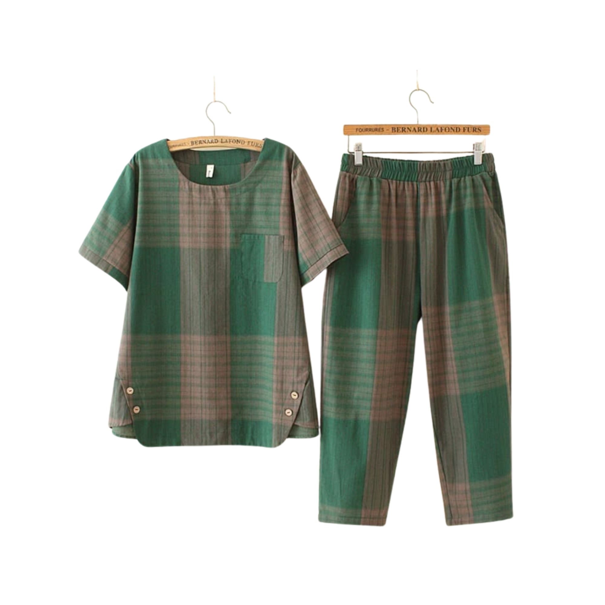 Summer Women Two Piece Pant Set Stripe Round Neck Button Design T-Shirt Pant Outfit