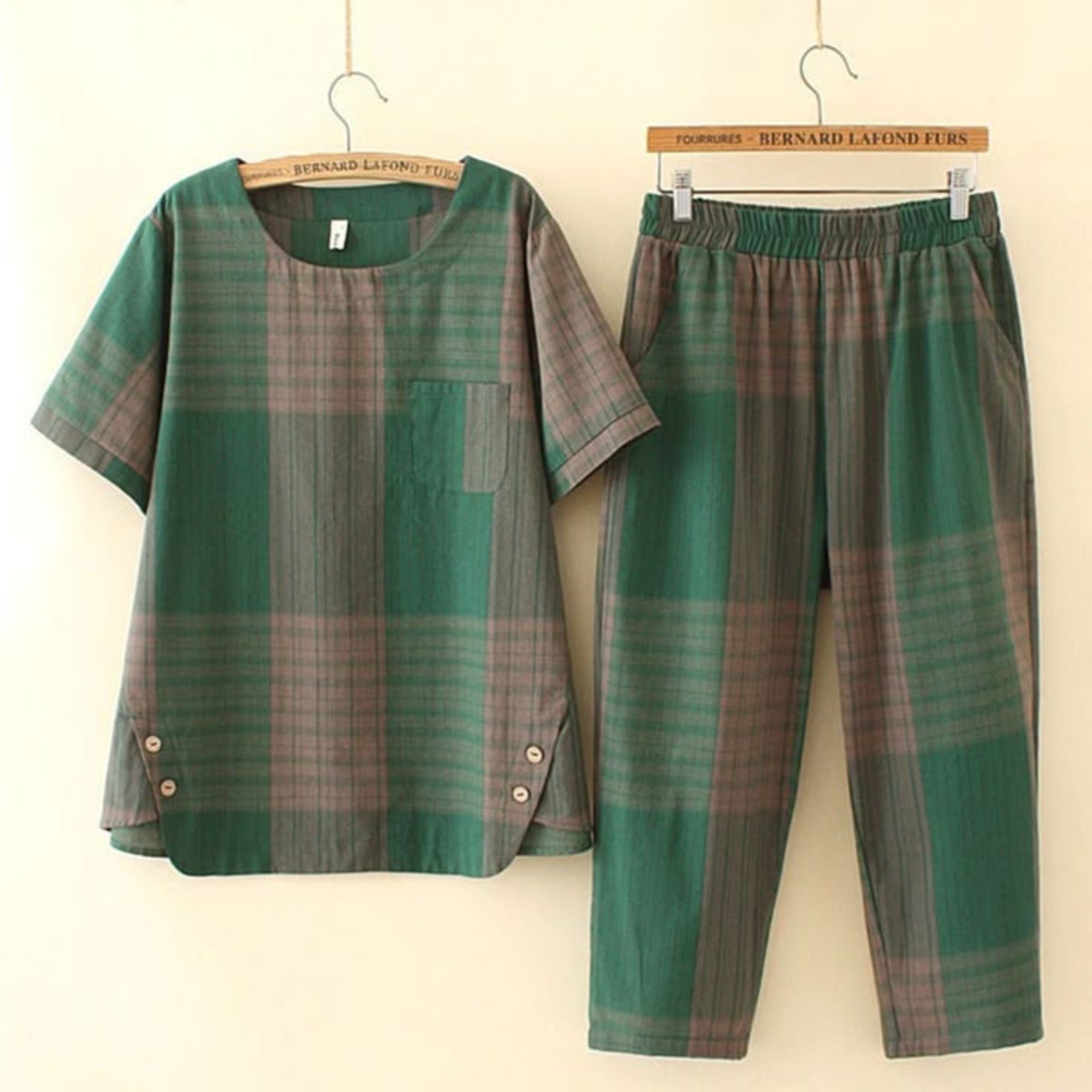 Summer Women Two Piece Pant Set Stripe Round Neck Button Design T-Shirt Pant Outfit