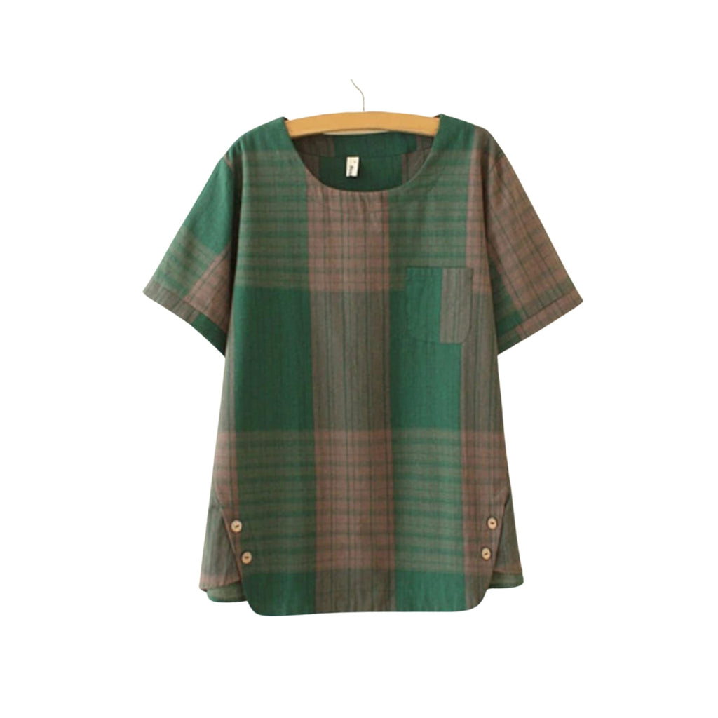 Summer Women Two Piece Pant Set Stripe Round Neck Button Design T-Shirt Pant Outfit