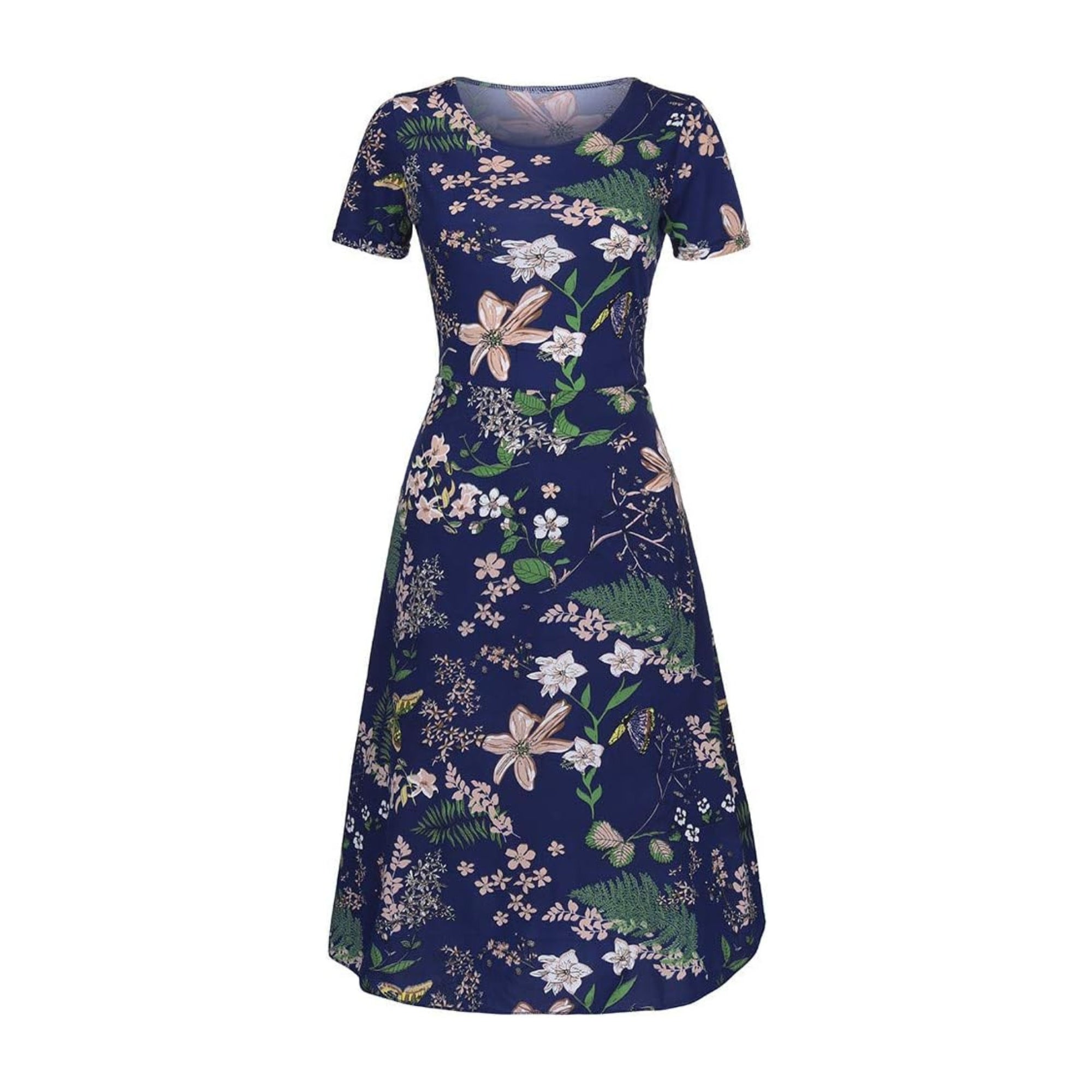 Cocktail Dresses for Women Plus Size Summer Fashion Dress Women Beach Sleeve Printing Mid-Calf Short Women's Dress Dress for Women New Year