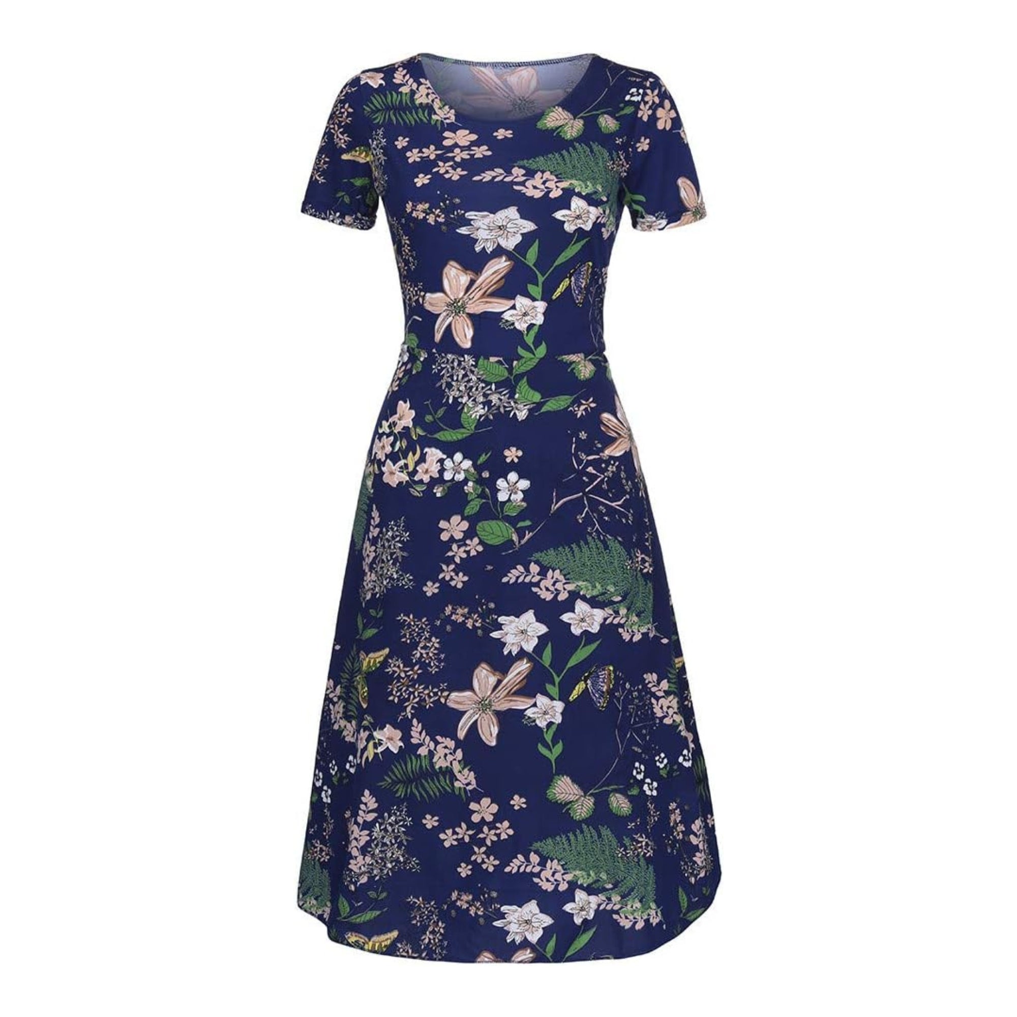 Cocktail Dresses for Women Plus Size Summer Fashion Dress Women Beach Sleeve Printing Mid-Calf Short Women's Dress Dress for Women New Year