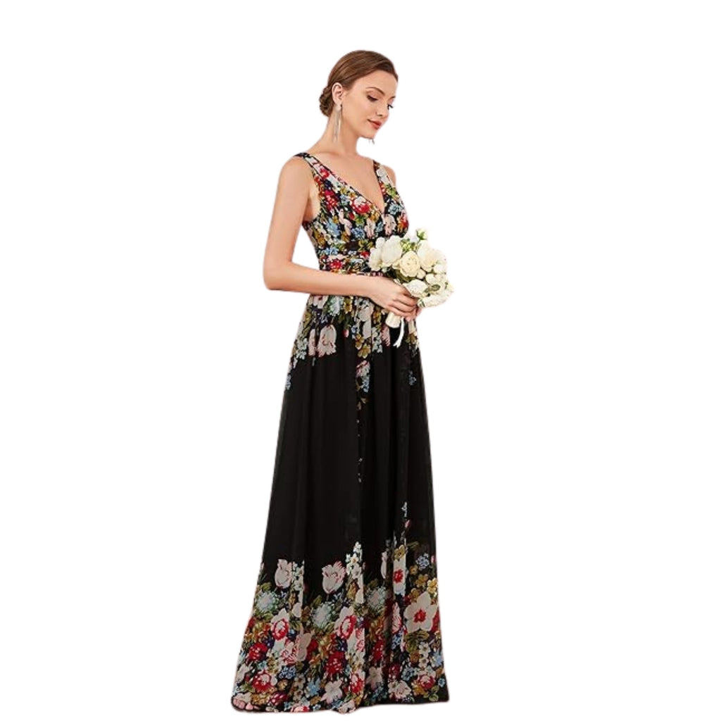 Ever-Pretty Women's V Neck Empire Waist A-Line Chiffon Long Evening Dress 09016