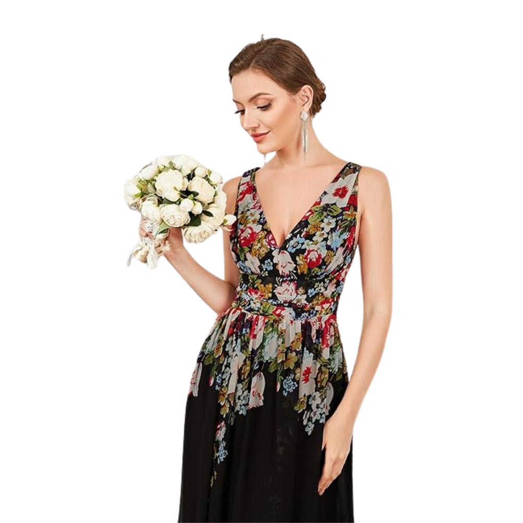 Ever-Pretty Women's V Neck Empire Waist A-Line Chiffon Long Evening Dress 09016