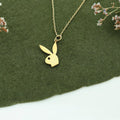 Playboy Necklace in 14K Solid Gold, Bold Pendant, Bunny jewelry, Playboy Jewelry,Gift for her, Playboy Buny Jewelry, Christmas Gifts