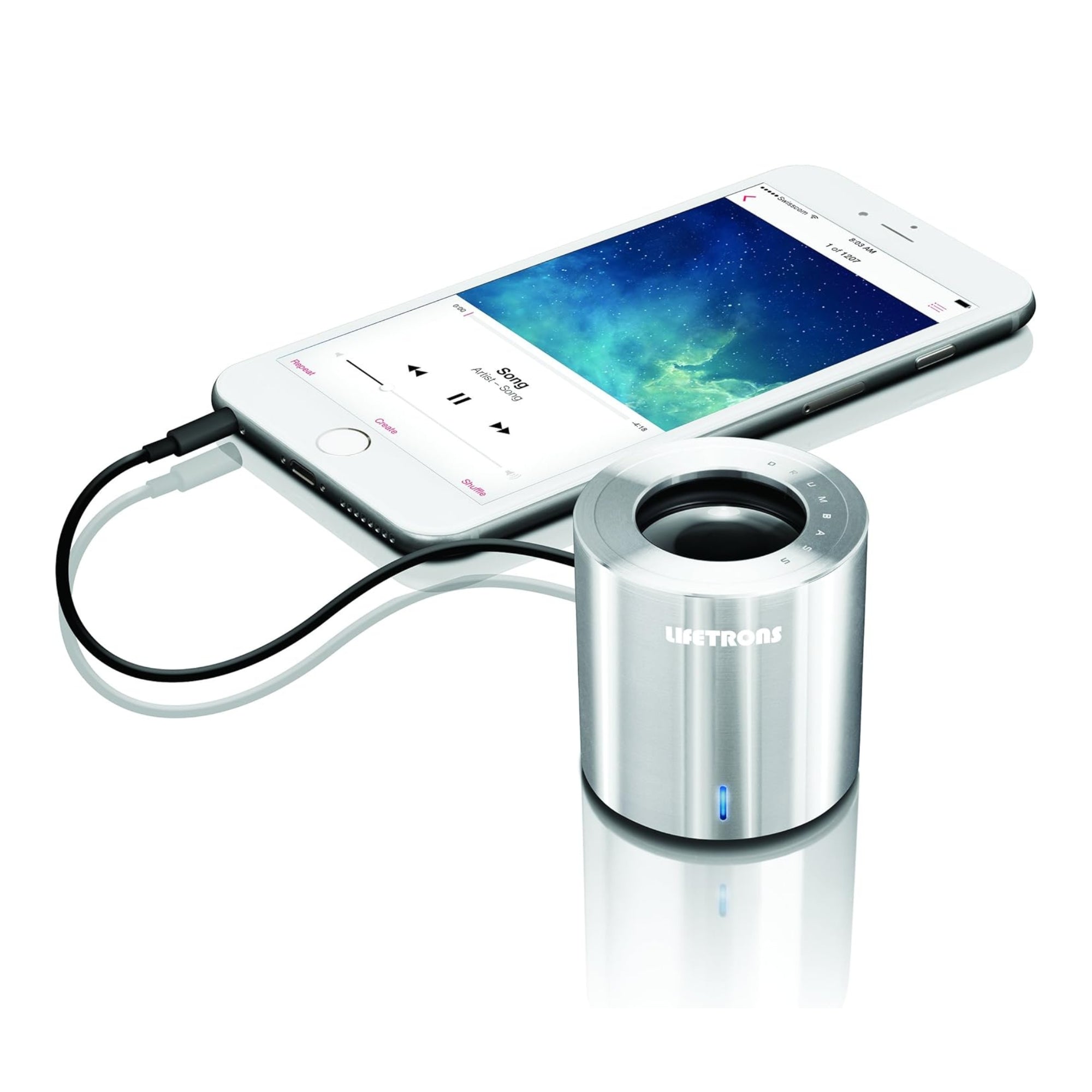 Lifetrons DrumBass III Rechargeable Single Metal Body Speaker with Leather Case - For iPod, iPhone 4GS, Ipad & MP3 Players