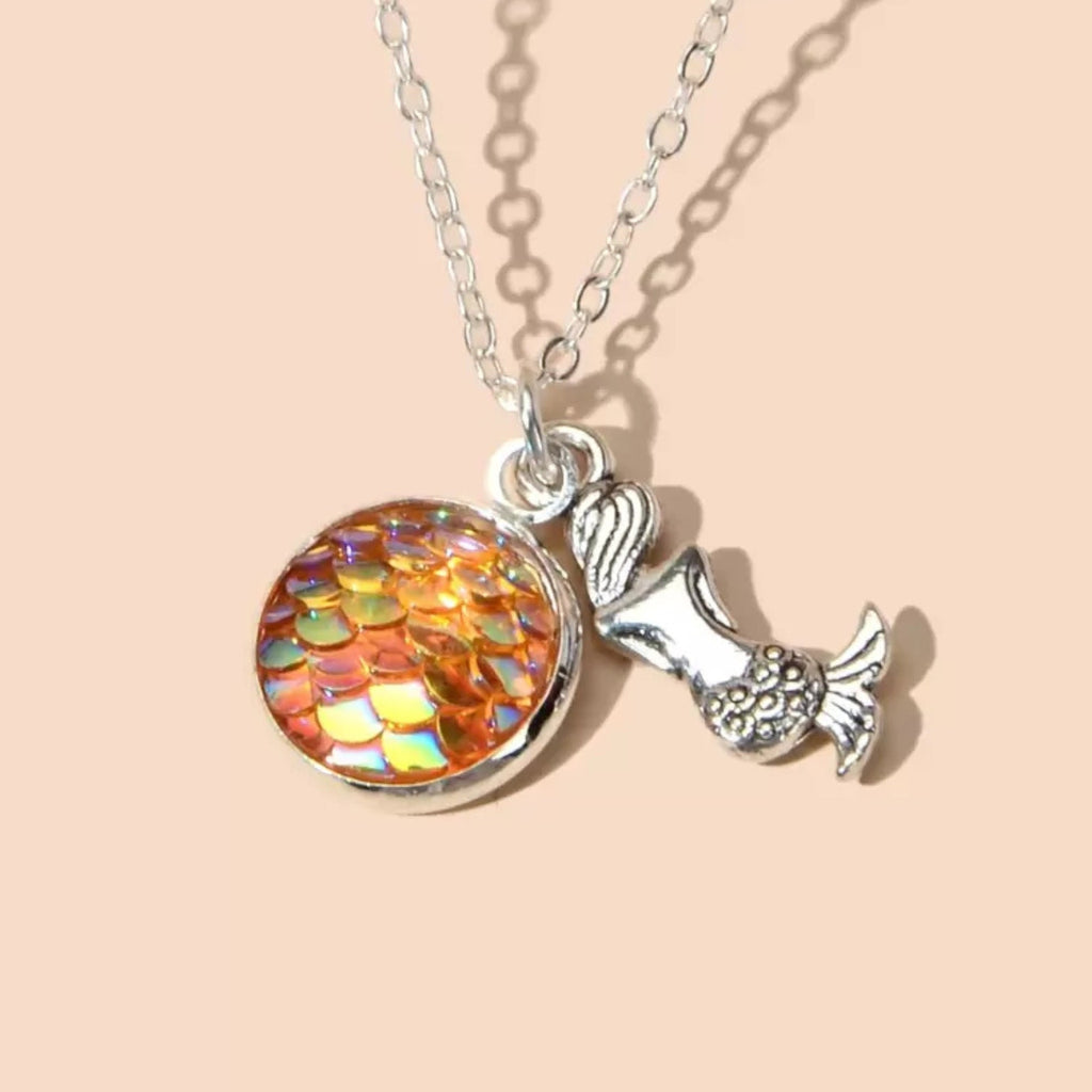 Europe US Fashion Mermaid Scales Minimalist Time Small Pendant Necklace Men Women Jewelry Friendship Gifts
