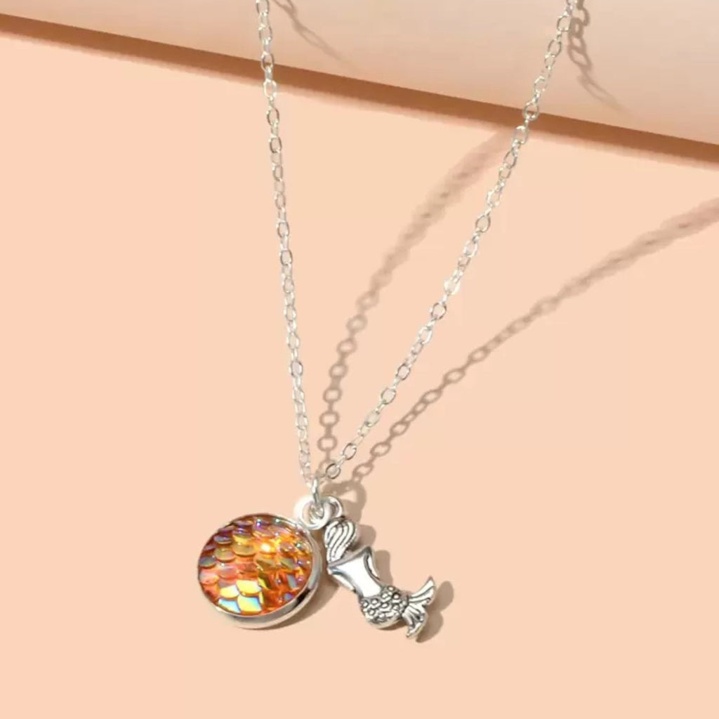 Europe US Fashion Mermaid Scales Minimalist Time Small Pendant Necklace Men Women Jewelry Friendship Gifts