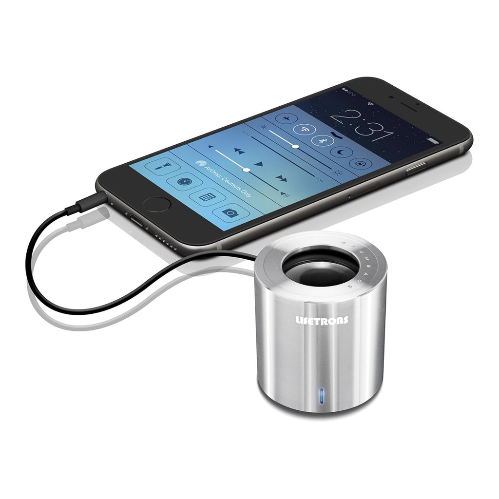 Lifetrons DrumBass III Rechargeable Single Metal Body Speaker with Leather Case - For iPod, iPhone 4GS, Ipad & MP3 Players