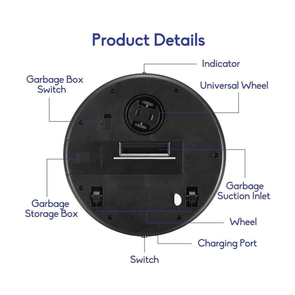 Robot Vacuum Cleaner, Smart Robot USB Vacuum Cleaner Auto Robotic Vacuumms, 3 in 1 Robotic Floors Sweep Mop Sweeper Super Quiet Mini Cleaning Robot for Pet Hair, Hard Floor (Black)