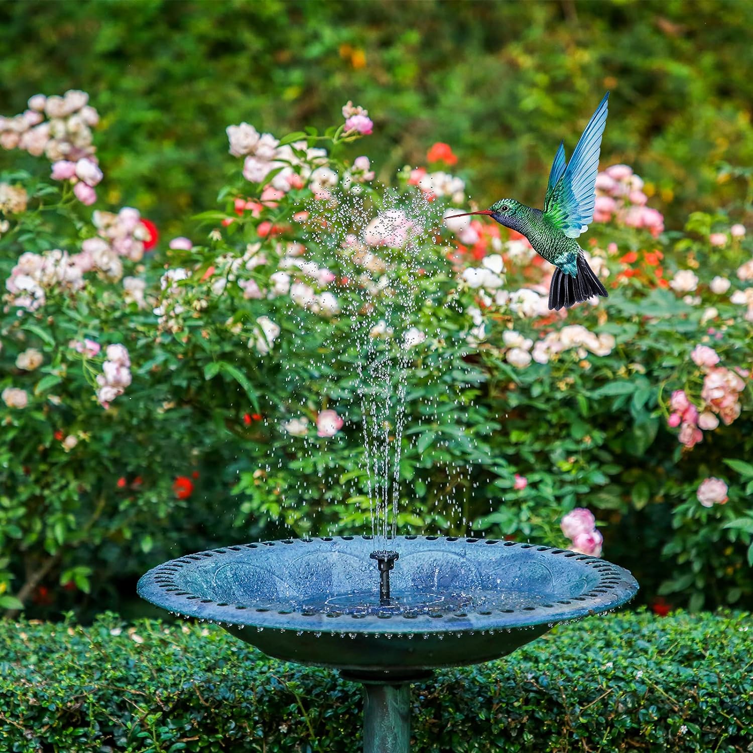 AISITIN 1.5W / 2.5W Solar Bird Bath Fountain with 6 Nozzles, Solar Fountain Pump for Bird Bath, 6.7" Solar Powered Floating Water Fountain Pump for Bird Bath, Ponds, Garden, Fish Tank and Outdoor