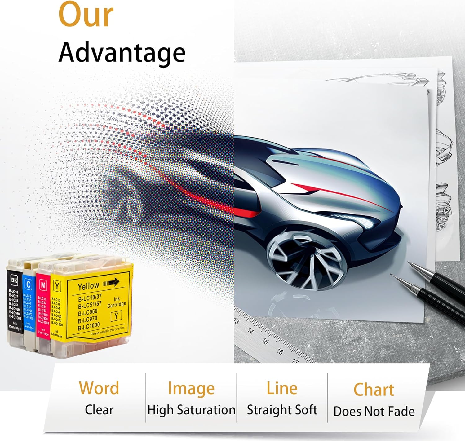 LC10 LC37 LC51 LC57 LC960 LC970 LC1000 High Yield Ink Cartridges, Compatible for Brother DCP-130C 135C 150C 153C 155C 157C 330C 350C MFC-235C 240C 260C 3360C 440CN 460CN Printers (1 Pack Black)