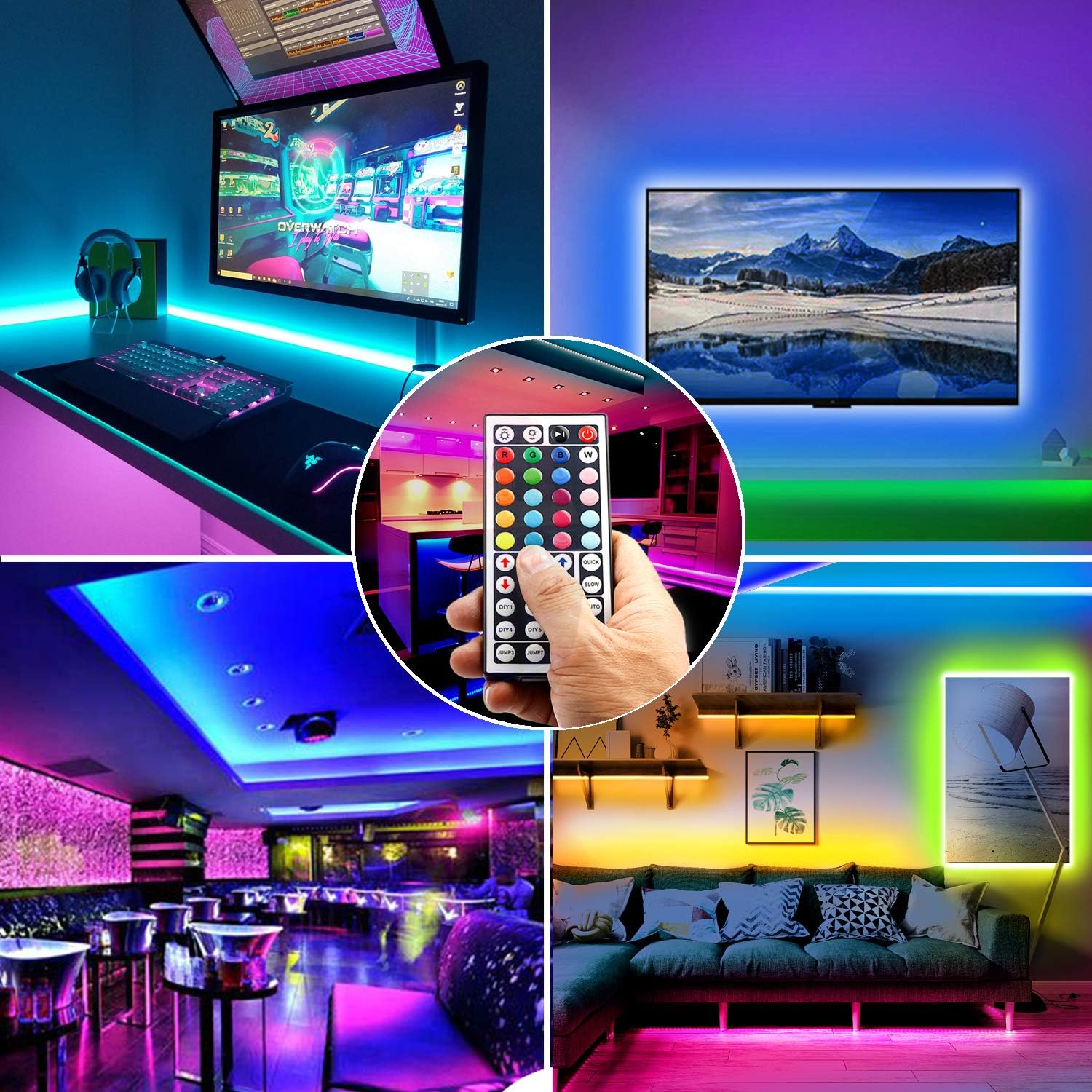Phopollo Led Strip Light, 10M/20M Led Light Strips with 44-Keys Remote, Flexible 5050 RGB Colour Changing Led Lights for Bedroom,Party(5Mx2) [Energy Class A++]