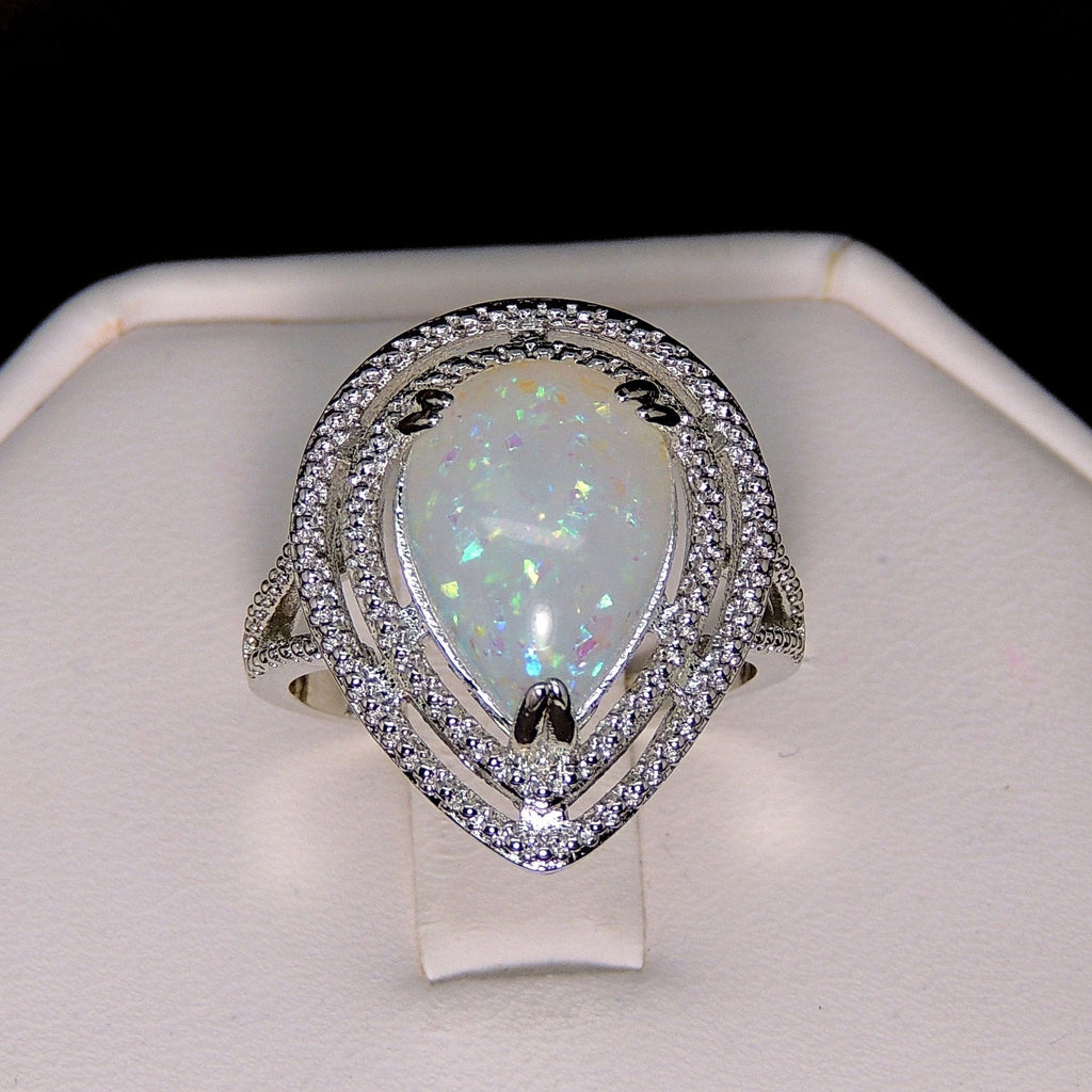 Danni Statement Ring Teardrop Simulated Fire Opal Womens Ginger Lyne Collection