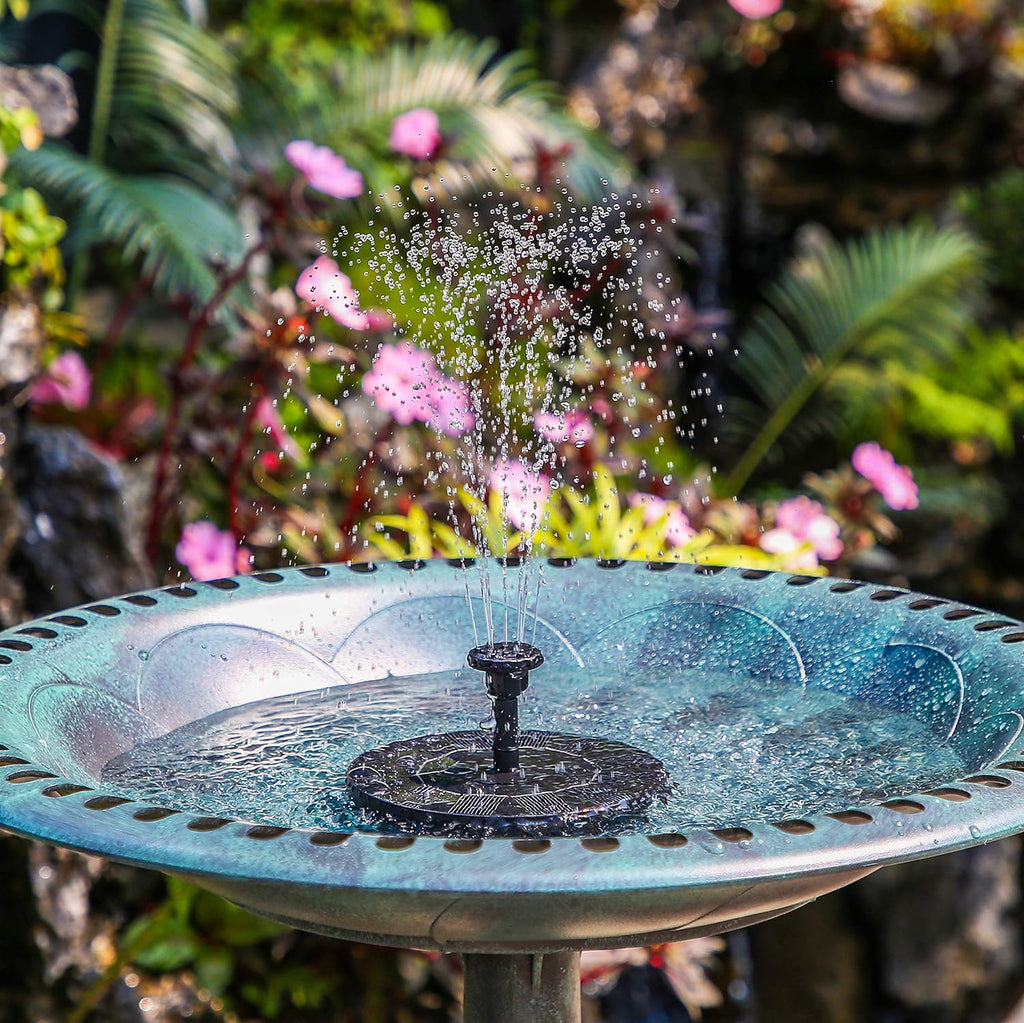 AISITIN 1.5W / 2.5W Solar Bird Bath Fountain with 6 Nozzles, Solar Fountain Pump for Bird Bath, 6.7" Solar Powered Floating Water Fountain Pump for Bird Bath, Ponds, Garden, Fish Tank and Outdoor