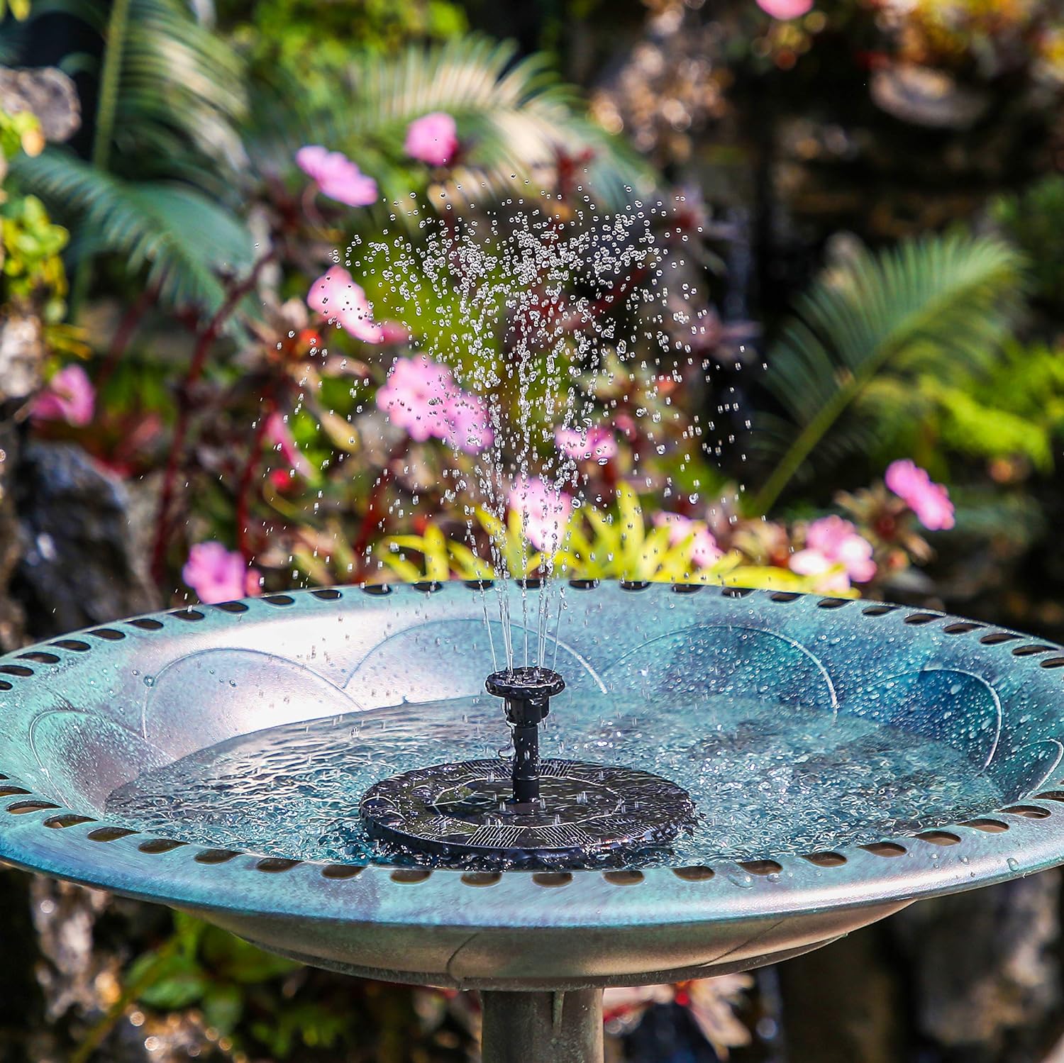 AISITIN 1.5W / 2.5W Solar Bird Bath Fountain with 6 Nozzles, Solar Fountain Pump for Bird Bath, 6.7" Solar Powered Floating Water Fountain Pump for Bird Bath, Ponds, Garden, Fish Tank and Outdoor