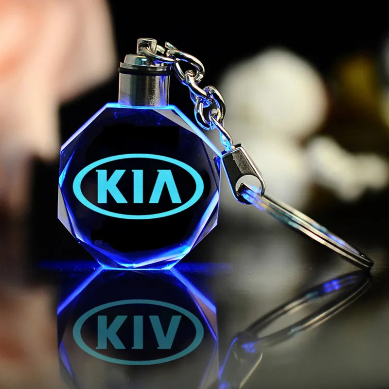 Car Logo Crystal Keychain Flashing Keychain with Laser Engraved Crystal Body w/Colorful LED Crystal Gift Decoration Crafts 6 Colours Automatic Change