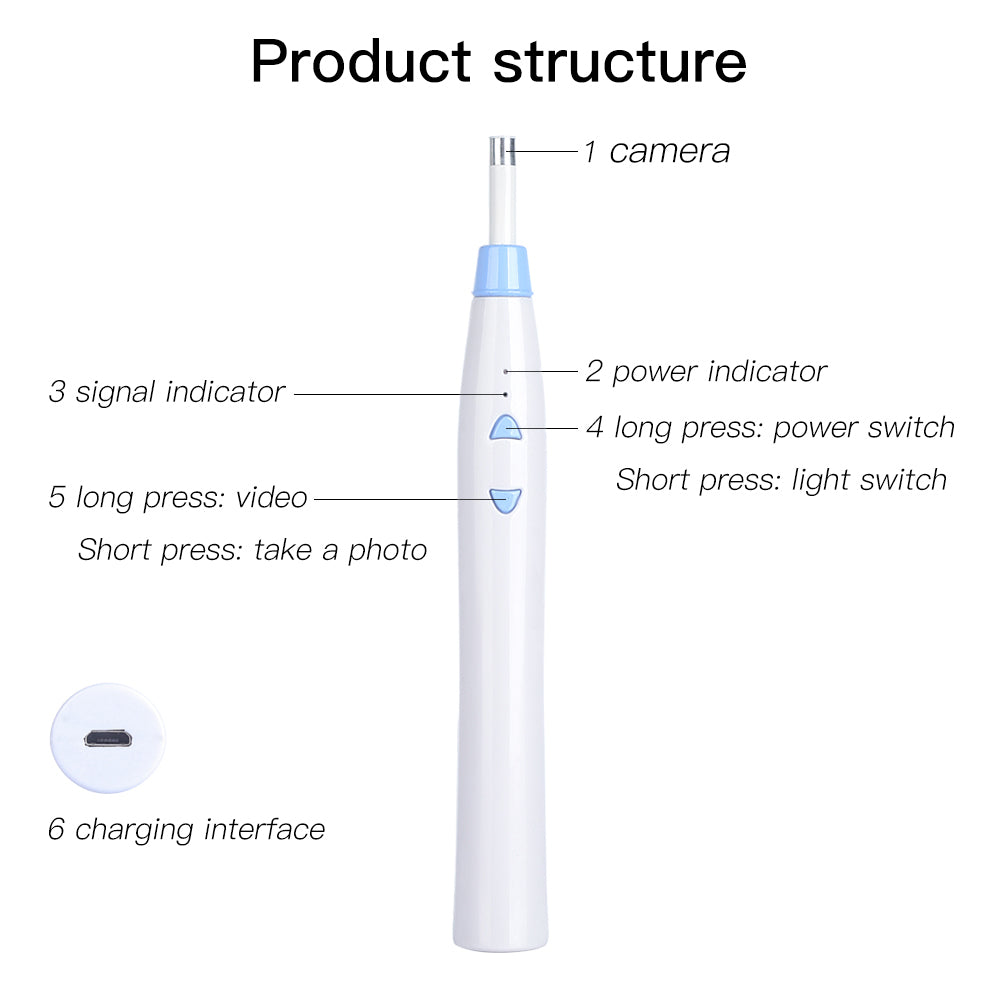 Wifi Visual Ear  F180B 3.9mm Spoon  Earpick Inspection Camera Video USB Visual Ear Cleaner For IOS\Android