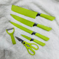 6 Piece Kitchen Knife Set, Stainless Steel, Non-Stick Coated, Colorful Chef Knives for Cutting, Slicing, Dicing, Chopping