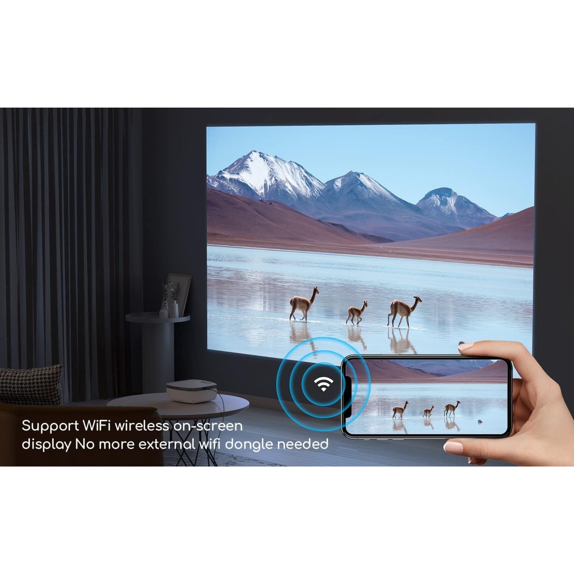 Like A New Wifi Bluetooth Projector Support 1080P Compact Portable Mini Projector, COOAU HD Movie Projector for outdoor indoor Home Theater Smart Projector Compatible TV Stick, HDMI, Phone, Laptop, DVD,Ceiling
