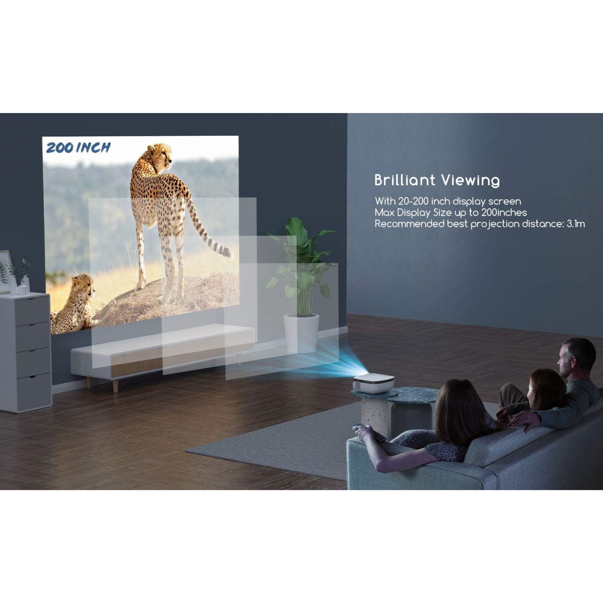 Like A New Wifi Bluetooth Projector Support 1080P Compact Portable Mini Projector, COOAU HD Movie Projector for outdoor indoor Home Theater Smart Projector Compatible TV Stick, HDMI, Phone, Laptop, DVD,Ceiling