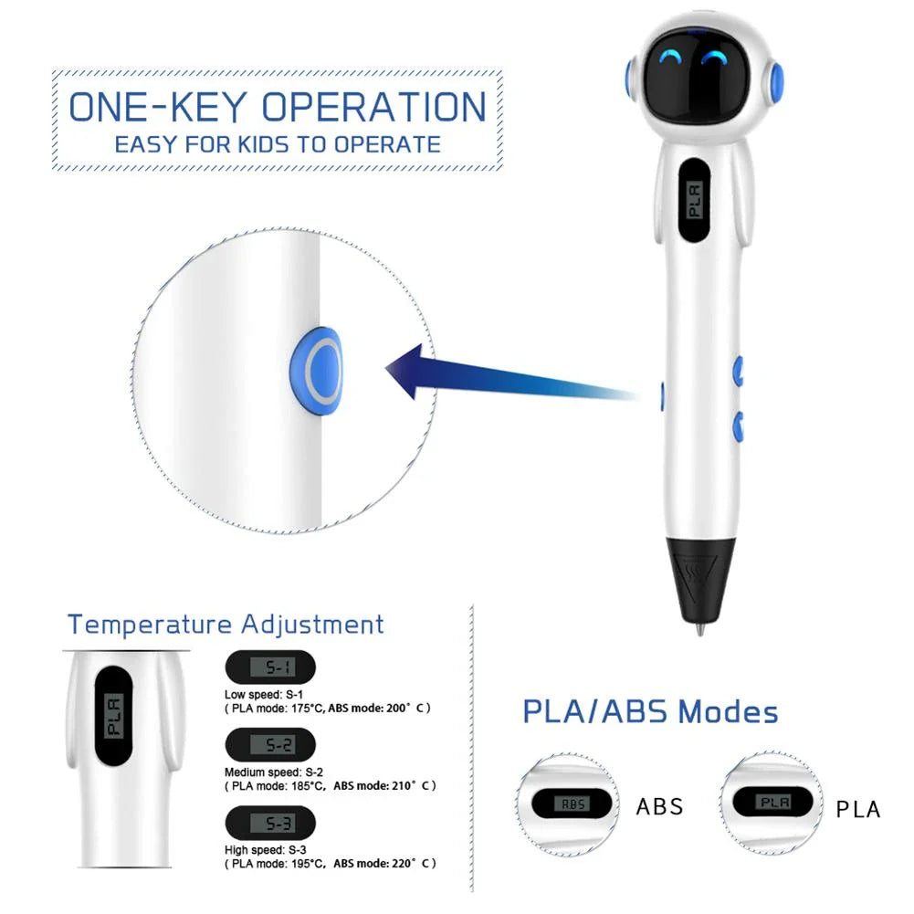 3D Pen,3D Printing Pen 3D Drawing Pen with 12 Color PLA Filament Refills and LCD Display,Safe Intelligent 3D Printer Pen for Kids Toys and Adults Arts Crafts