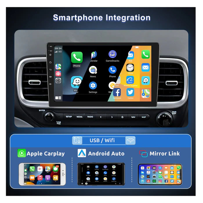 IPS 2.5D 9''Android 13 Car Radio Stereo, 8-core, 6+128GB, with Apple CarPlay & Android Auto&Mirror Link, Support Rear View Camera & Dash Cam Input&Steering Wheel Control