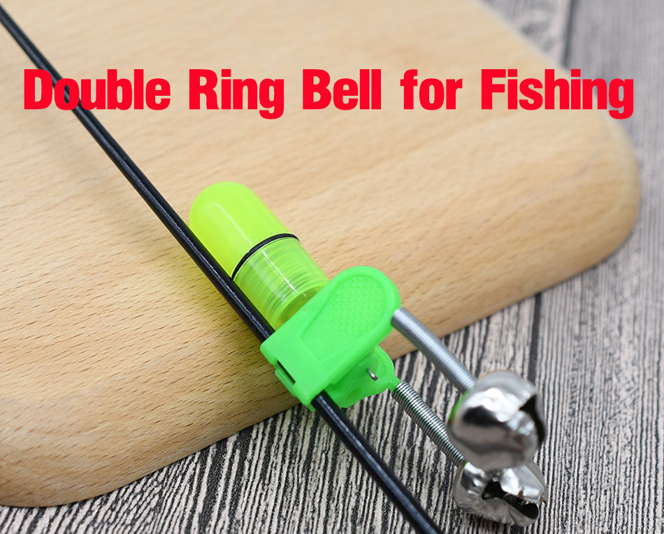 5 Sets LED Night Fishing Rod Bite Bait Alarm Light with Twin Bells Ring Fishing Bite Alarm Indicator On Fishing Rod