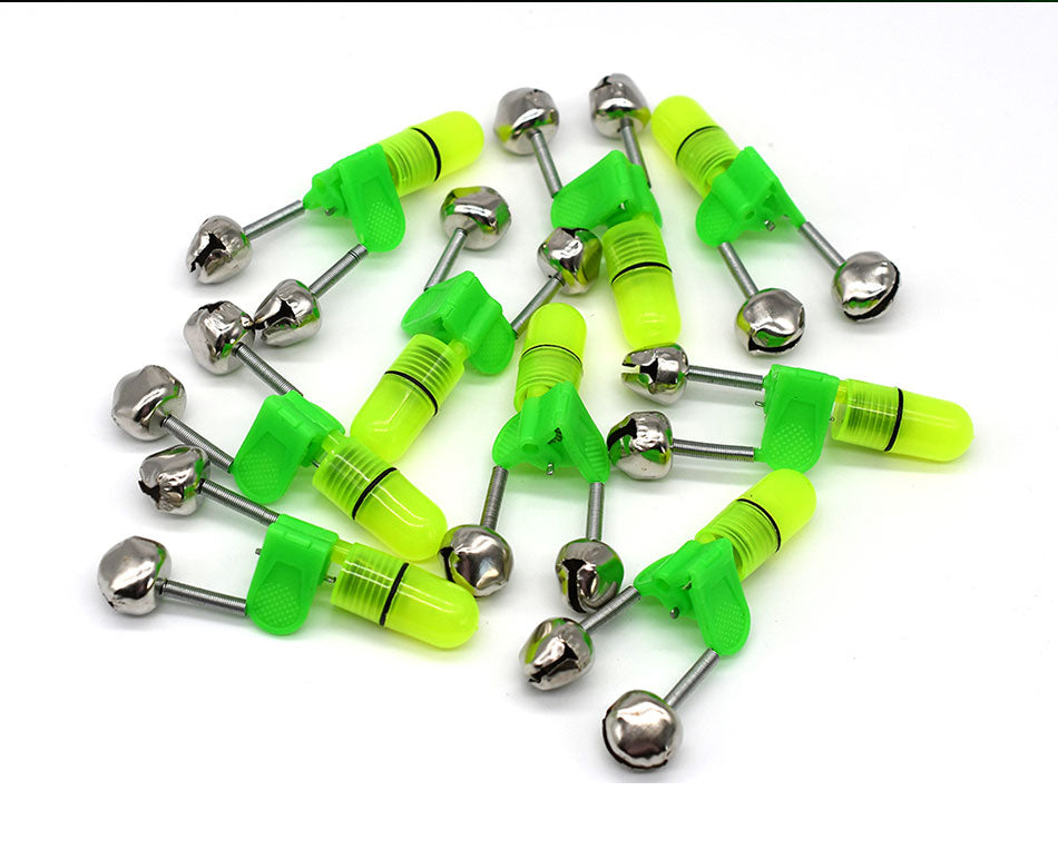 5 Sets LED Night Fishing Rod Bite Bait Alarm Light with Twin Bells Ring Fishing Bite Alarm Indicator On Fishing Rod