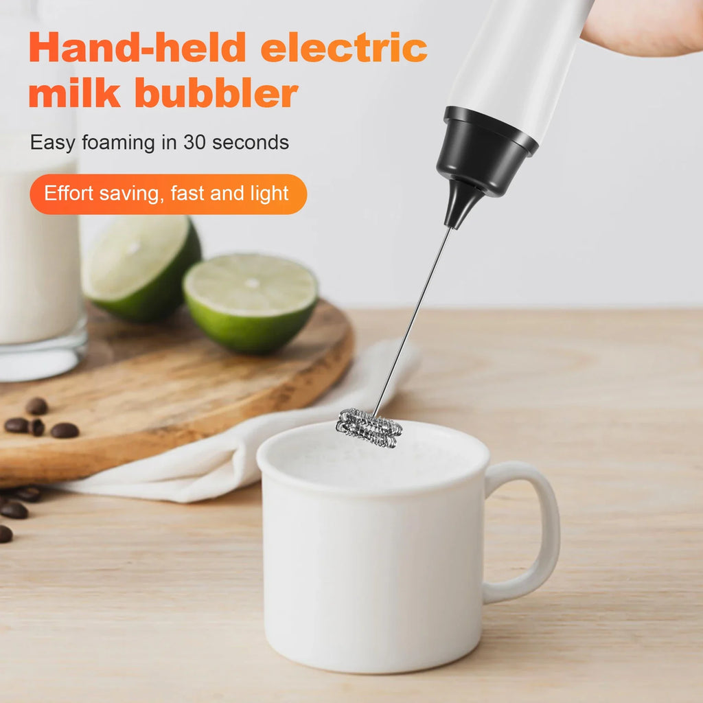 Rechargeable Coffee Beater Handheld Electric Coffee Mixer Frother Automatic Milk Beverage Foamer Cream Whisk Cooking Stirrer Egg Beater With Cover Stainless  with Charging Cable