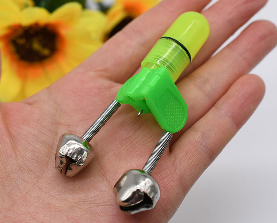5 Sets LED Night Fishing Rod Bite Bait Alarm Light with Twin Bells Ring Fishing Bite Alarm Indicator On Fishing Rod
