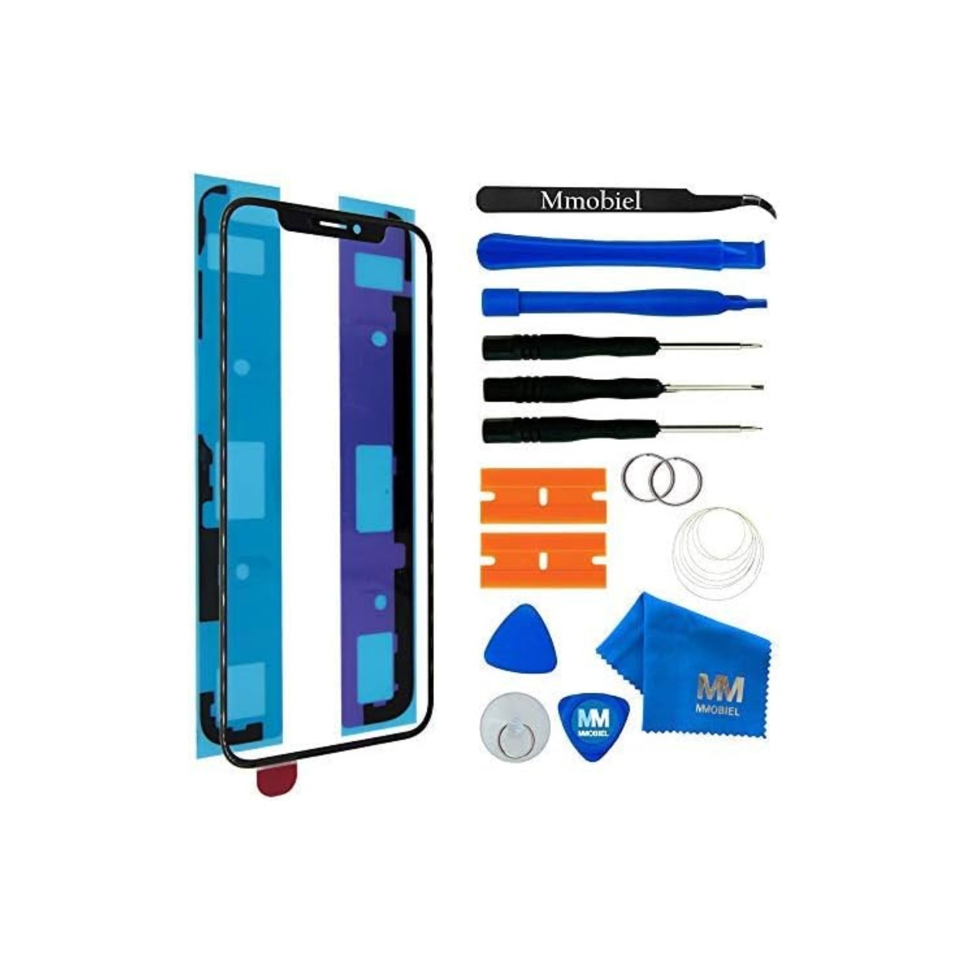 MMOBIEL Front Glass Repair Kit Compatible with iPhone XS - 5.8 inch - 2018 - Lens Screen Replacement Repair Kit - Incl. Toolkit - Gray
