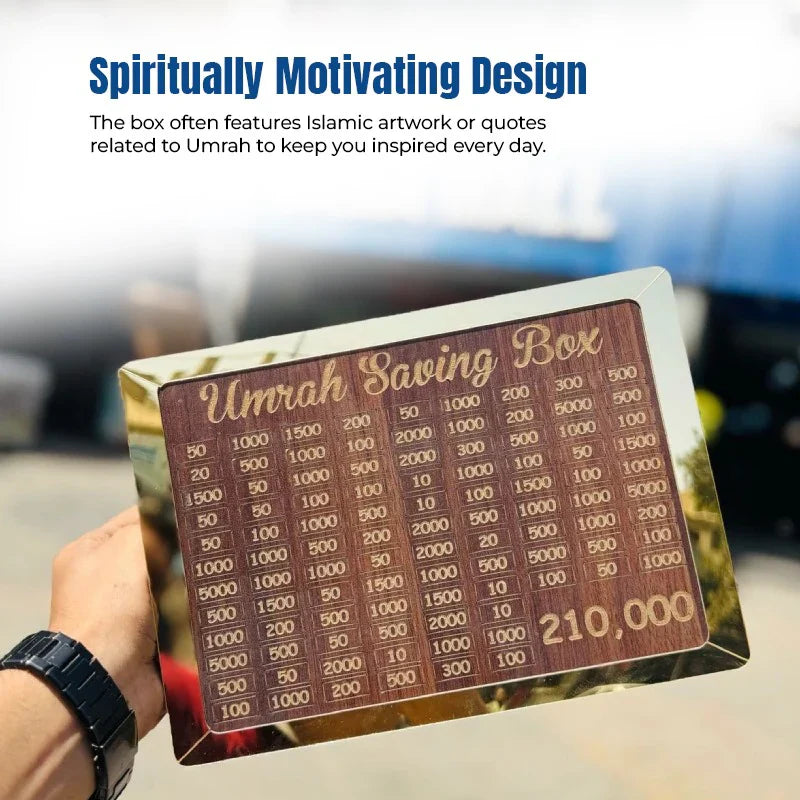Umrah Saving Box - Wooden Umrah Saving Box - 280 Days Savings Plan