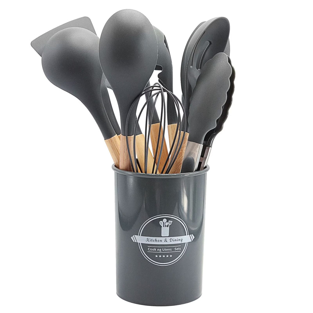 Kitchen Silicone Cookware Set, 12-piece Non-stick Cookware, Heat-resistant, BPA-free, Cooking Tools, Stirring Kitchen Tool Set