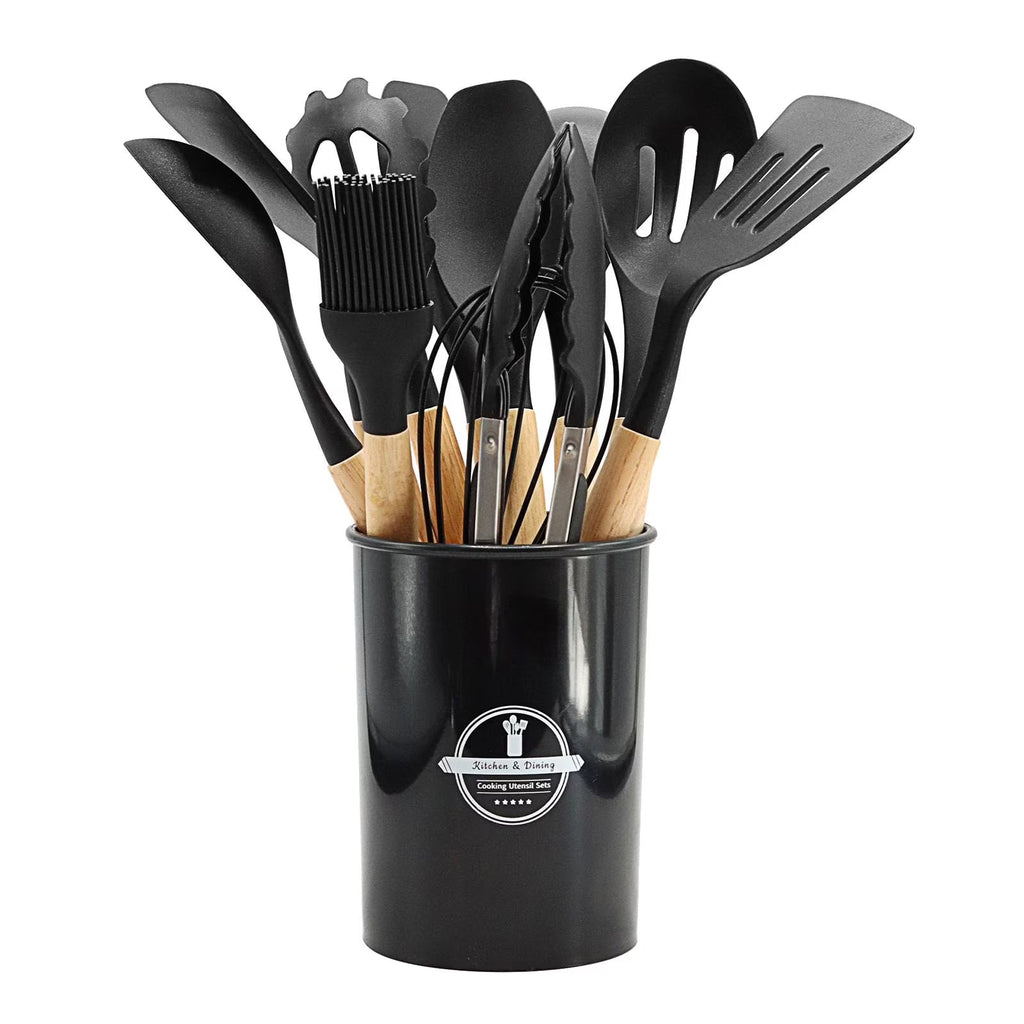 Kitchen Silicone Cookware Set, 12-piece Non-stick Cookware, Heat-resistant, BPA-free, Cooking Tools, Stirring Kitchen Tool Set