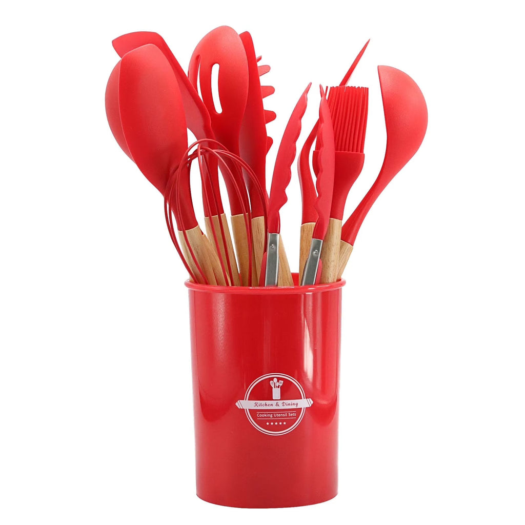 Kitchen Silicone Cookware Set, 12-piece Non-stick Cookware, Heat-resistant, BPA-free, Cooking Tools, Stirring Kitchen Tool Set