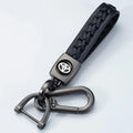 Leather Car Keychain Motorcycle Woven Strap Braided Rope Key Chain for Suzuki, Honda, Toyota Car Auto Accessory Key Ring with 360 Degree Rotatable D-ring