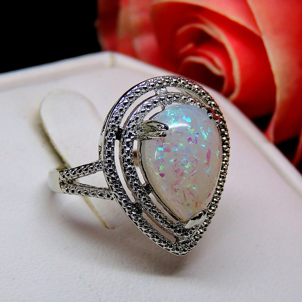 Danni Statement Ring Teardrop Simulated Fire Opal Womens Ginger Lyne Collection