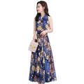 Floral Halter Neckline Sleeveless Maxi X-line Dress